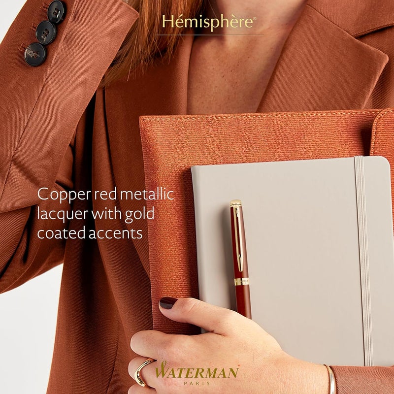 Waterman Hémisphère Ballpoint Pen - The Understated Edit - Copper Red - Medium Tip and Blue Ink - Gift Box - Image 2